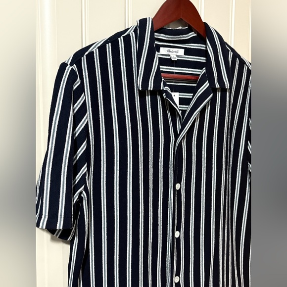 Madewell Blue/Gray/White Lisbon Short Sleeve Button Up Shirt NWT - Picture 7 of 12